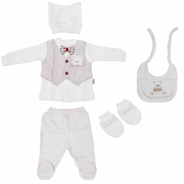 ست لباس نوزادی Flexi مدل 234064Cream، Flexi 234064Cream Baby Clothes Set
