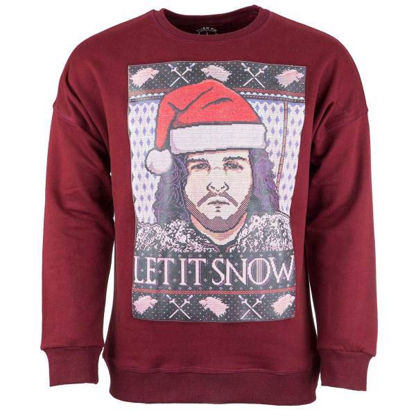 پولیور زرشکی مردانه سون پی ام مدل Let It Snow Christmas، Seven Pm Let It Snow Christmas Sweater For Men