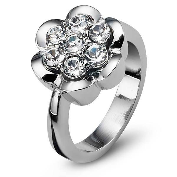 انگشتر کریستال الیور وبر مدل گل شش پر 2465L سایز 10، Oliver Weber 2465L Posy Crystal Ring Size 10