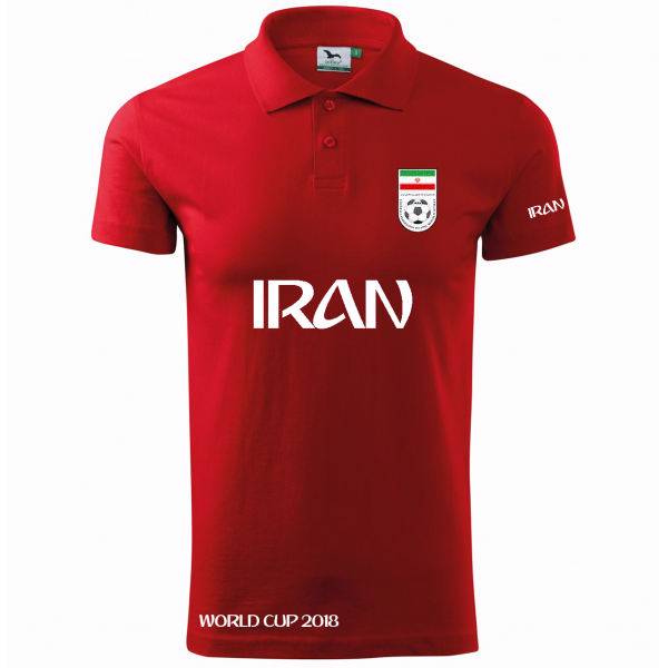 پولوشرت قرمز مردانه گروه رویال طرح ایران مدل جام جهانی 2018
