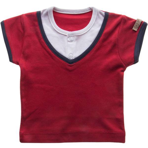 تی شرت آستین کوتاه برگ سبز طرح یقه هفت سفید، Barge Sabz White V Collar Baby T-Shirt With Short Sleeve