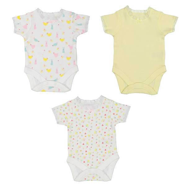 ست زیر دکمه دار آستین کوتاه مادرکر مدل E7905 بسته 3 عددی، Mothercare E7905 Under Button With Short Sleeves Set Pack Of 3