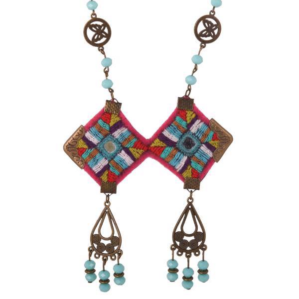 گردنبند سوزندوزی گالری آرژه طرح کپنال دوقلو مدل 00-20، Arzhe 20-00 Kapnaal Twin Needlework Necklace