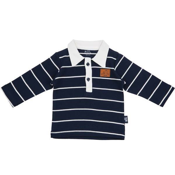 تی شرت آستین بلند نوزادی نیلی مدل Navy Blue Stripes، Nili Navy Blue Stripes Baby T Shirt With Long Sleeve