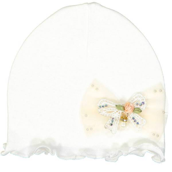کلاه نوزادی آلبی ماما مدل Lace Bow 48052، Albimama Lace Bow 48052 Baby Hat