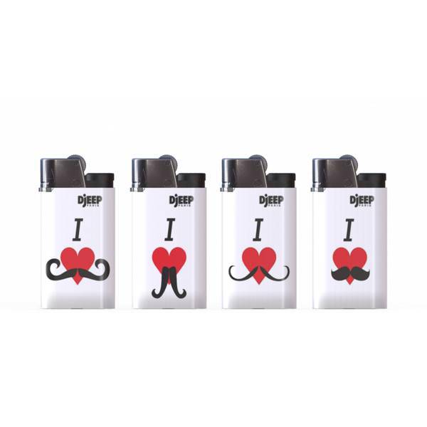 فندک دیجیپ مدل Mustache بسته 4 عددی سایز کوچک، Djeep Mustache Lighter Pack Of 4 Junior