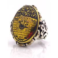 انگشتر نقره مهاجر نگین حدید طلاکوب طرح 1006