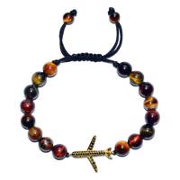 دستبند سنگ طبیعی چشم ببر مدل نگین سواروسکی