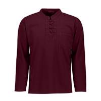 پیراهن چهار گره زرشکی الیاف طبیعی پخش ملودی PAKHSHMELODY 100 Long Sleeve Shirt For Men