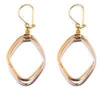 گوشواره طلا 18عیار گالری طلاچی مدل آویز لوزی دو رنگ - Gold earings