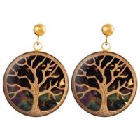 گوشواره ورق طلا گالری الون طرح درخت کد 198032 - Alone 198032 Tree Gold Earrings