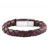 دستبند چرمی آتیس کد I1100SLVBR Atiss I1100SLVBR Leather Bracelet