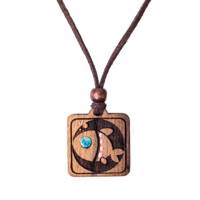 گردنبند چوبی گالری اکسیس طرح ماهی کد K16 Exiss Gallery K16 Wood Necklace