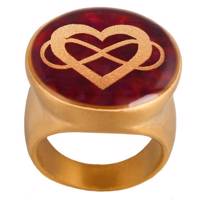 انگشتر ورق طلا گالری الون طرح قلب و بی نهایت کد 198045 - Alone 198045 Heart and Infinity Gold Ring