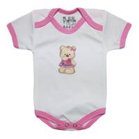 لباس زیر دکمه دار آستین کوتاه نوزادی برند پرنسس مدل PINK-07 BABY DRESS SH SLEEVES PRINCESS BRAND PINK