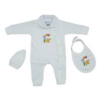 ست سه تکه سرهمی لباس نوزادی برند پرنسس مدل WHITE BABY DRESS PRINCESS BRAND - WHITE