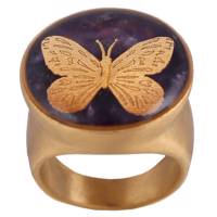 انگشتر ورق عیار گالری الون طرح پروانه کد 198029 - Alone 198029 Butterfly Gold Ring