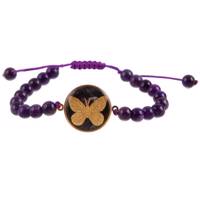 دستبند ورق طلا گالری الون طرح پروانه کد 198027 - Alone 198027 Butterfly Gold Bracelet