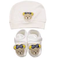 ست کلاه و پاپوش نوزادی کارامل مدل 26134 Caramell 26134 Baby Hat and Footwear Set