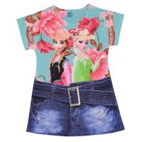 پیراهن دخترانه بیکسی یوان کارتونی فروزن مدل012 Bixi yuan frozen girl shirt 012 model