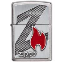 فندک زیپو مدل Z Flame Brushed Chrome کد 29104 Zippo Z Flame Brushed Chrome 29104 Lighter