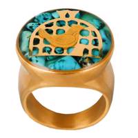 انگشتر ورق طلا گالری الون طرح مرغ آمین کد 198088 - Alone 198088 Amin Bird Gold Ring