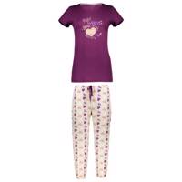 ست تی شرت و شلوار زنانه ناربن مدل قلب حروفدار 947 Narbon 947 T-Shirt And Pants For Women