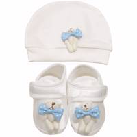 ست کلاه و پاپوش نوزادی کارامل مدل 26135 Caramell 26135 Baby Hat and Footwear Set