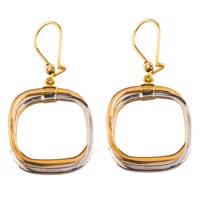 گوشواره طلا 18عیار گالری طلاچی مدل آویز مربع دو رنگ - Gold earings