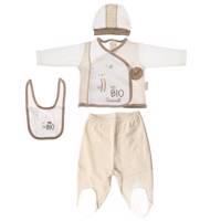 ست لباس نوزادی ارگانیک کارامل مدل ZU1170 Caramell ZU1170 Organic Baby Clothes Set