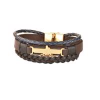 دستبند چرمی کهن چرم طرح فروهرمدل BR147-15 Kohan Charm BR147-15 Leather Bracelet