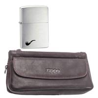 ست فندک و کیف پیپ زیپو مدل BR Fin Pipe 200pl Zippo pip bag and lighter 200pl