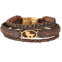 دستبند کهن چرم طرح تولد فروردین مدل BR172-7 Kohan Charm Farvardin BR172-7 Leather Bracelet