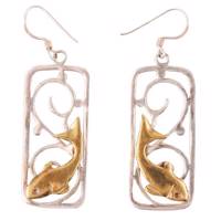 گوشواره نقره گالری پرگل طرح ماهی کد 187023 Pargol 187023 Fish Silver Earrings