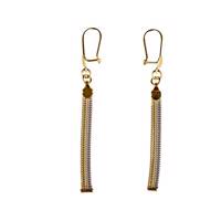 گوشواره طلا 18 عیار طرح حصیری دو رنگ Gold earings