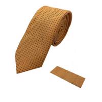 ست کراوات و دستمال جیب هکس ایران مدل AL-ST ORNJ NQR BLU