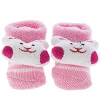 جوراب عروسکی بیبی ساکس طرح گربه Baby Socks Pink Cat Puppet Footwear