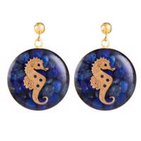 گوشواره ورق طلا گالری الون طرح اسب دریایی کد 198016 - Alone Seahorse 198016 Gold Earrings