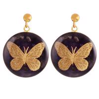 گوشواره ورق طلا گالری الون طرح پروانه کد 198028 Alone 198028 Butterfly Gold Earrings